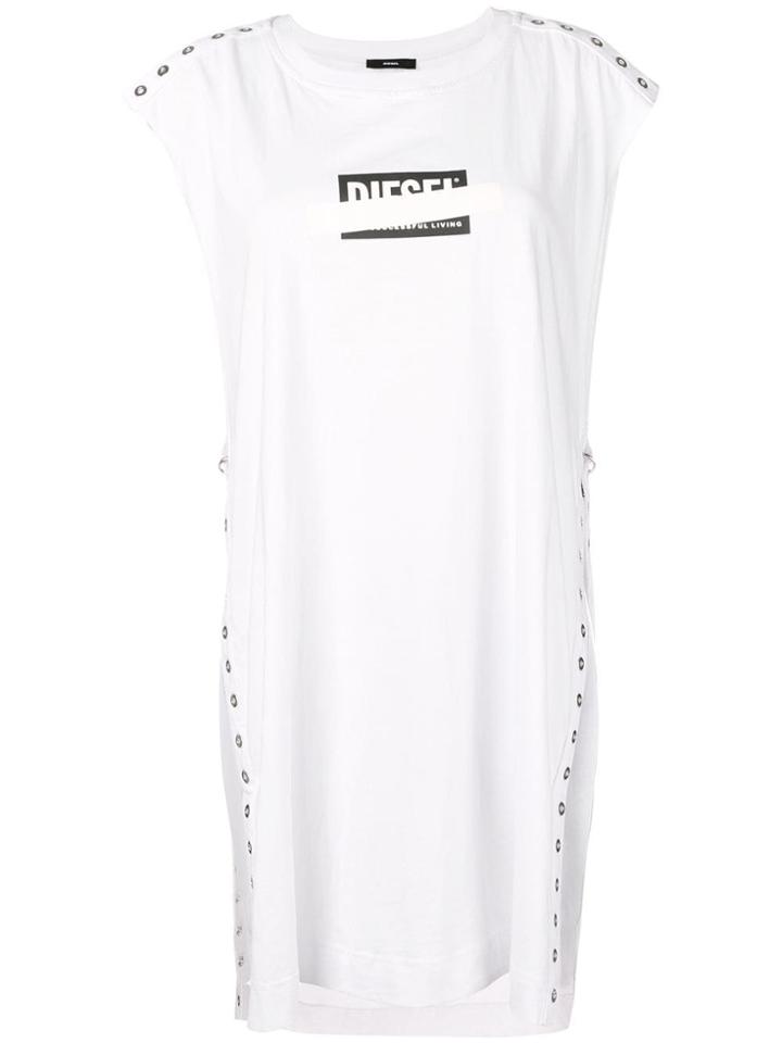 Diesel Logo Oversized Tank Top - White