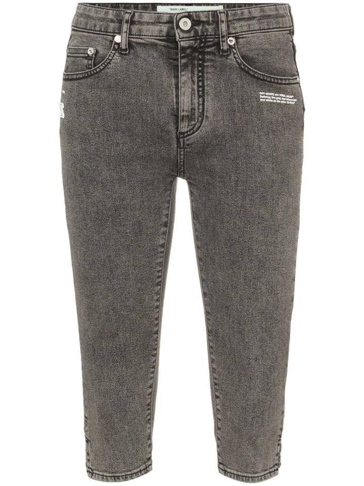 Off-white Dark Wash Denim Skinny Capri Pants - Black