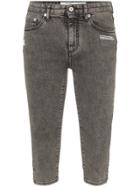 Off-white Dark Wash Denim Skinny Capri Pants - Black
