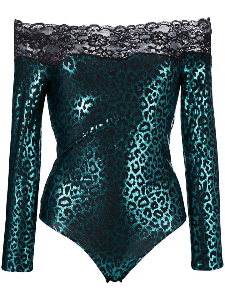 Faith Connexion - Off-the-shoulder Bodysuit - Women - Cotton/polyamide/lyocell - Iii, Blue, Cotton/polyamide/lyocell