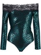 Faith Connexion - Off-the-shoulder Bodysuit - Women - Cotton/polyamide/lyocell - Iii, Blue, Cotton/polyamide/lyocell