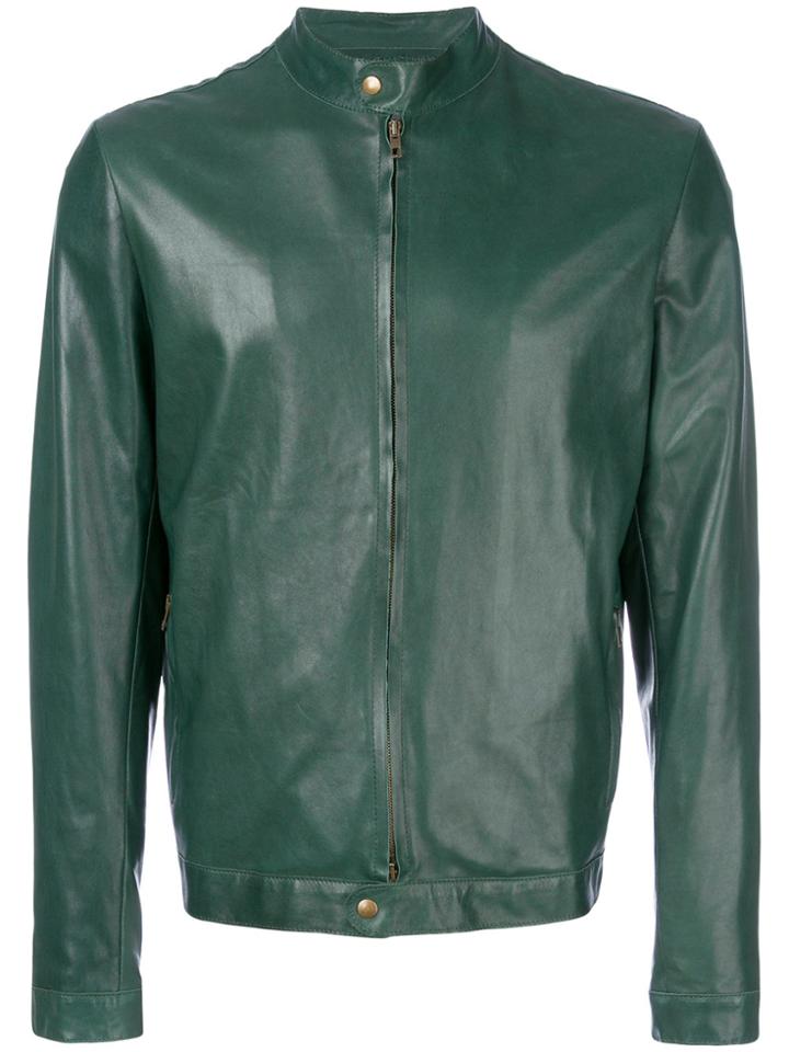 Salvatore Santoro Fitted Leather Jacket - Green