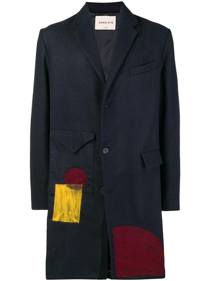 Corelate Geometric Design Coat - Blue