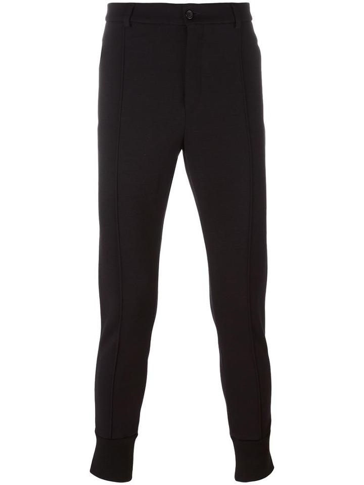 Dolce & Gabbana Gathered Ankle Tailored Trousers, Men's, Size: 50, Black, Virgin Wool