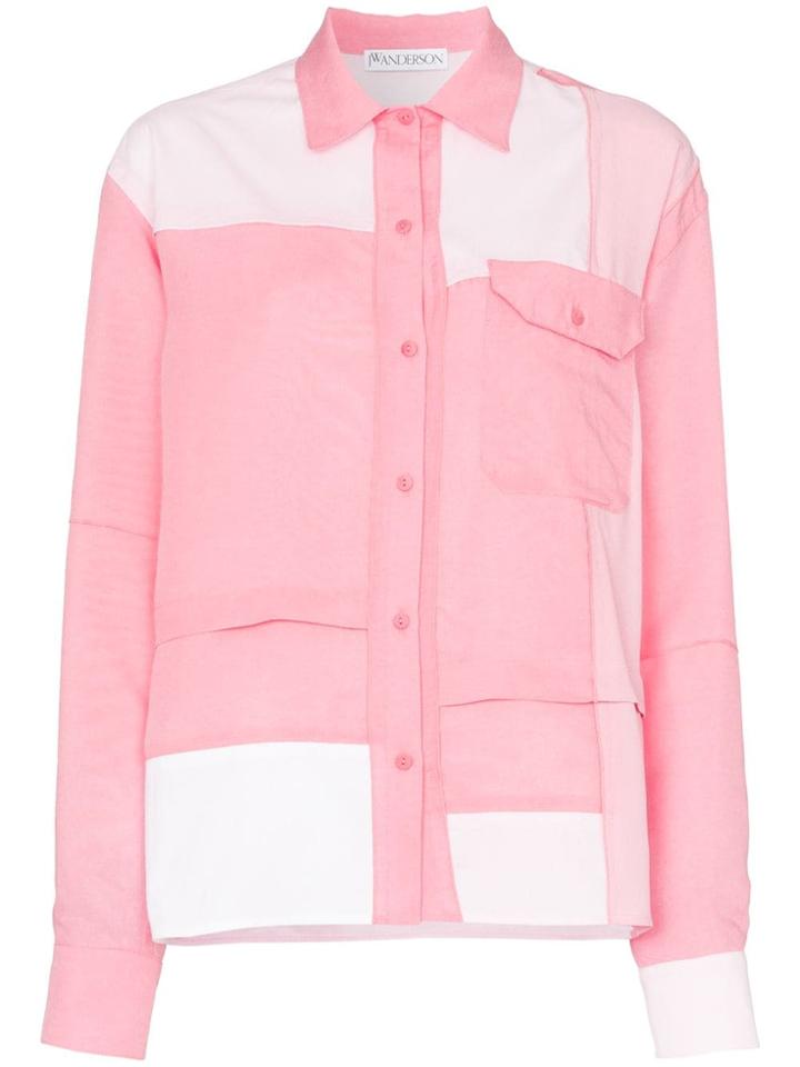 Jw Anderson Panelled Silk-blend Shirt - Pink
