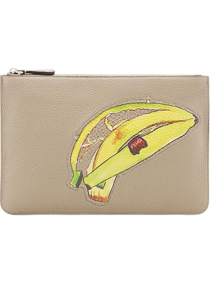 Fendi Banana Zipped Pouch - Nude & Neutrals