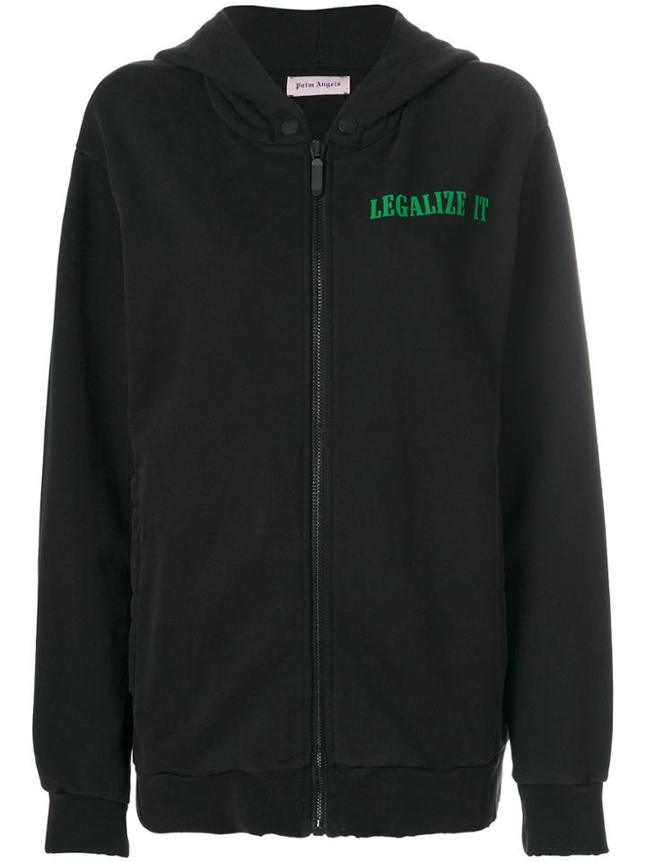 Palm Angels Legalize It Zip-up Hoodie - Black