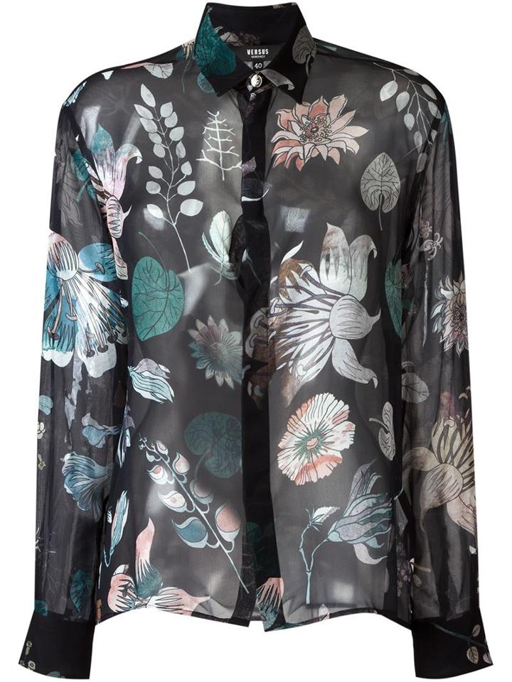 Versus Sheer Floral Print Blouse