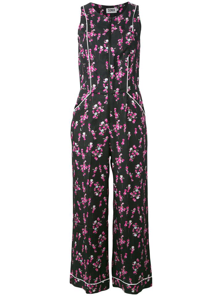 Sonia By Sonia Rykiel Floral Print Jumpsuit, Women's, Size: 40, Black, Viscose