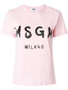 Msgm Logo Print T-shirt - Pink & Purple
