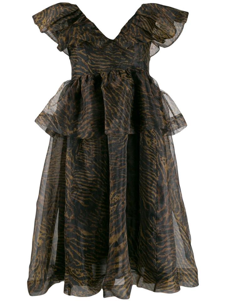 Ganni Tiger Ruffle Dress - Black