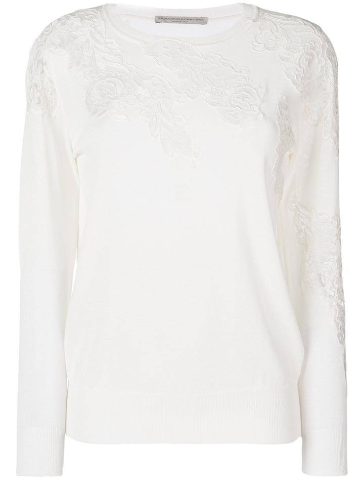 Ermanno Scervino Embellished Knitted Jumper - White