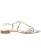 Stuart Weitzman Samoa Sandals, Women's, Size: 6.5, Grey, Nappa Leather/metal/leather