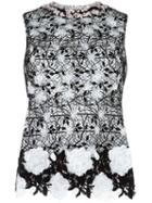 Giambattista Valli Floral Embroidery Top, Women's, Size: 42, Black, Cotton/polyester/polyamide/silk