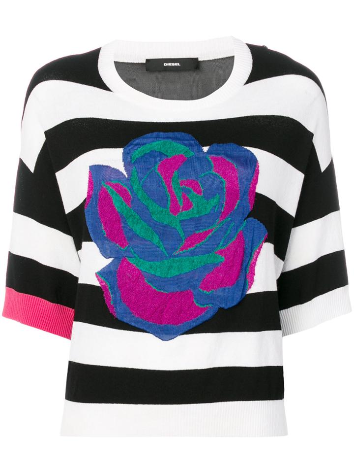 Diesel Rose Striped T-shirt - Black