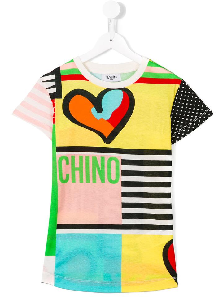 Moschino Kids Patchwork Heart Print T-shirt, Girl's, Size: 12 Yrs