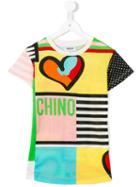 Moschino Kids Patchwork Heart Print T-shirt, Girl's, Size: 12 Yrs