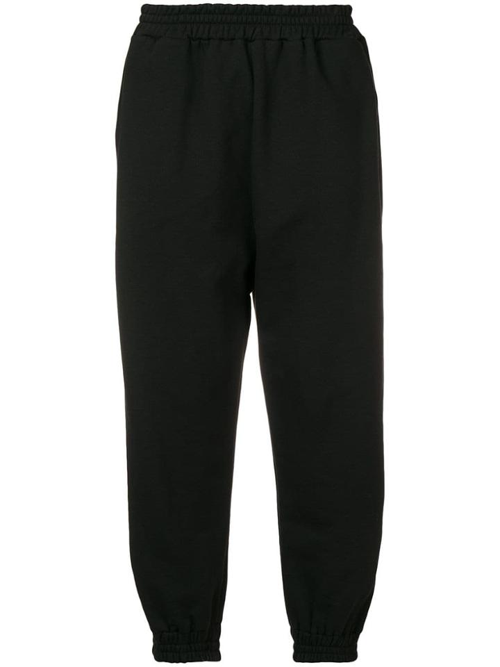 Paura Gathered Ankle Track Pants - Black