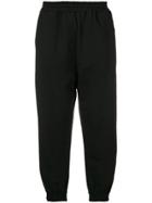 Paura Gathered Ankle Track Pants - Black