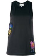 3.1 Phillip Lim Floral Embroidered Tank Top - Black