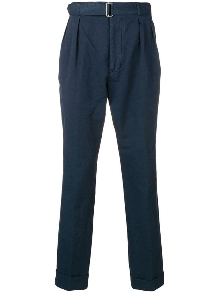Officine Generale Belted Tapered Trousers - Blue