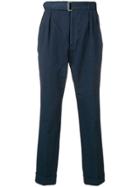 Officine Generale Belted Tapered Trousers - Blue