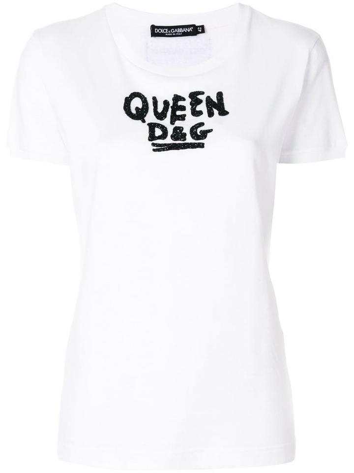 Dolce & Gabbana Beaded Slogan T-shirt - White