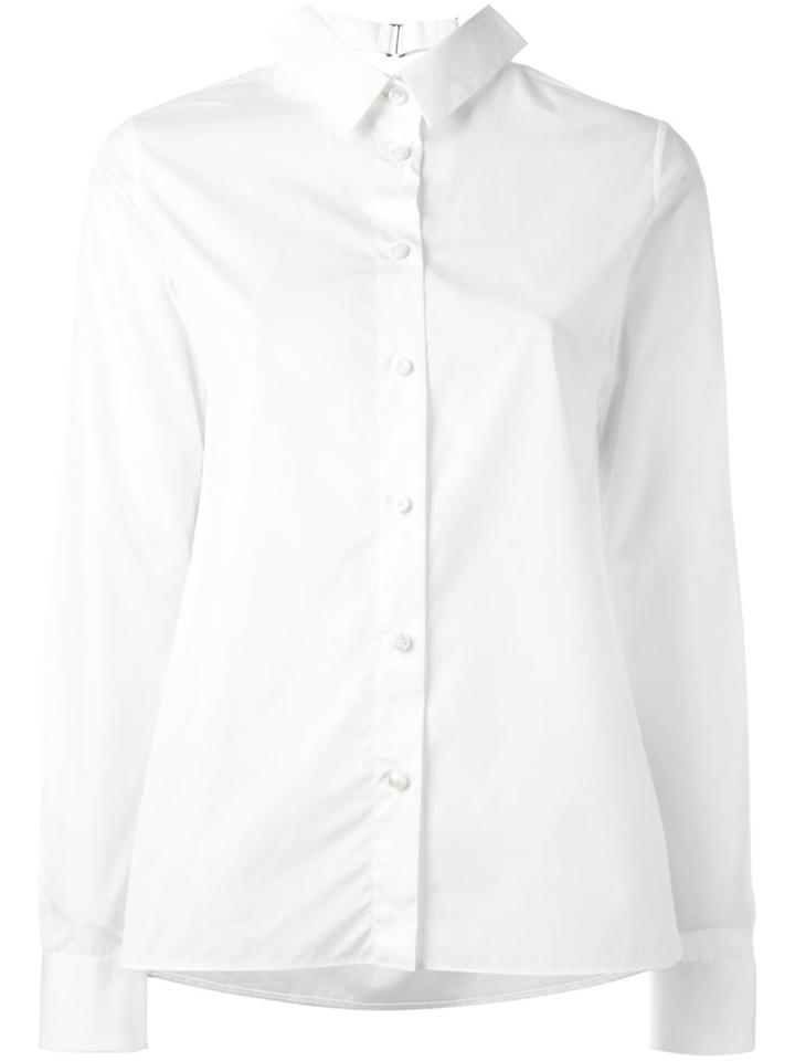 Maison Margiela Collar Detail Long Sleeve Shirt, Women's, Size: 40, White, Cotton