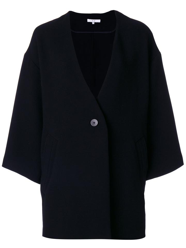 Iro - Three-quarter Sleeve Jacket - Women - Cotton/polyester/spandex/elastane/viscose - 42, Black, Cotton/polyester/spandex/elastane/viscose