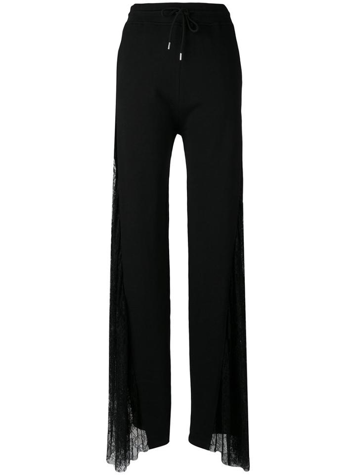 Mcq Alexander Mcqueen - Lace Panel Palazzo Pants - Women - Cotton/polyamide - Xs, Black, Cotton/polyamide