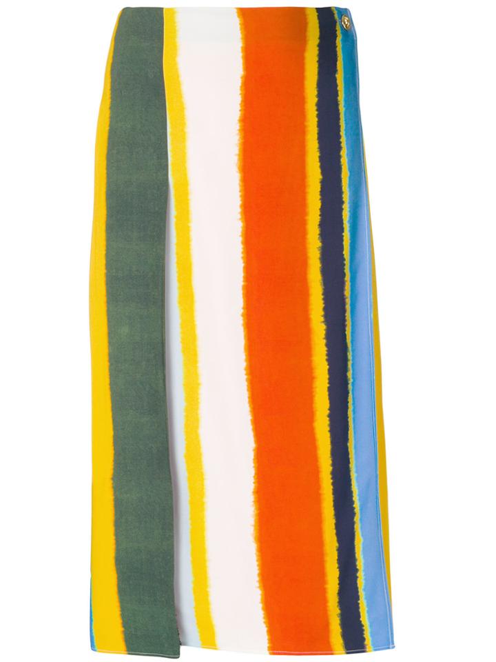 Tory Burch Striped Wrap Front Skirt - Multicolour