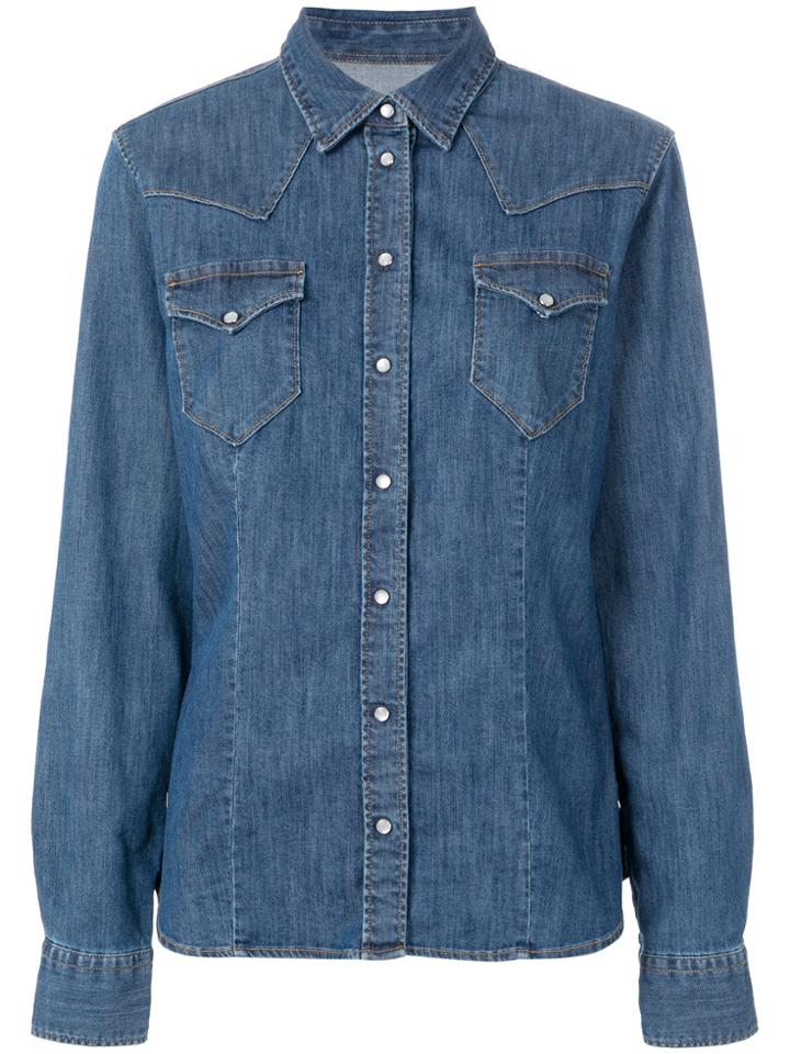 Eleventy Chest Pocket Denim Shirt - Blue