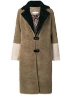Saks Potts Fur Colour Block Coat - Brown