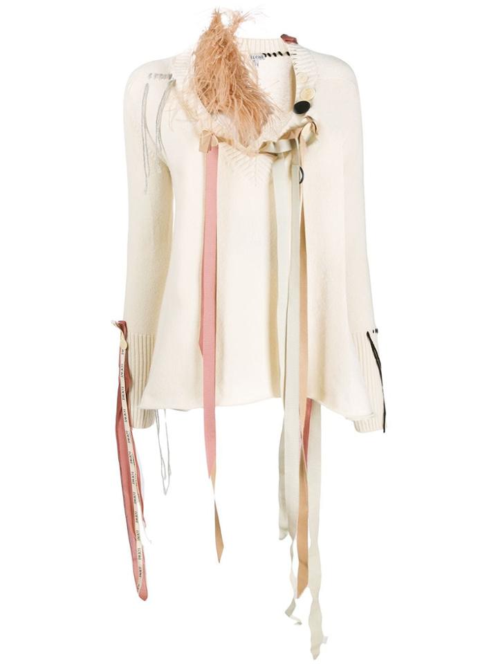 Loewe Feathered Tassel Jumper - Neutrals