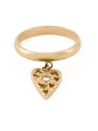 Natasha Zinko Small Heart Charm Ring, Women's, Size: 50, Metallic