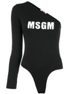 Msgm - One Shoulder Bodysuit - Women - Cotton/spandex/elastane - Xs, Black, Cotton/spandex/elastane