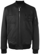 Letasca Patched Bomber Jacket, Men's, Size: Large, Black, Polyester