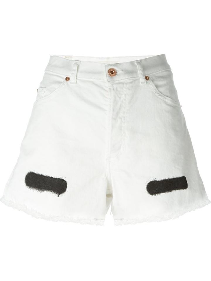 Off-white Graffiti Print Denim Shorts
