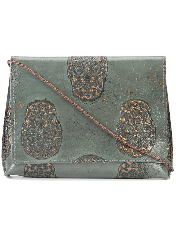 B May Skulls Cross Body Bag, Women's, Green, Leather
