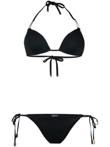 Moeva - Metallic Trim String Bikini - Women - Polyamide/spandex/elastane - Xl, Black, Polyamide/spandex/elastane