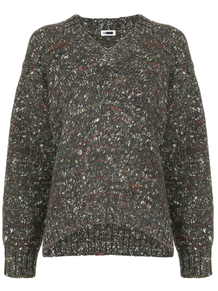 H Beauty & Youth Mesh Knit Sweater - Brown