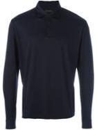 Z Zegna Long Sleeve Polo Shirt, Men's, Size: Small, Blue, Cotton