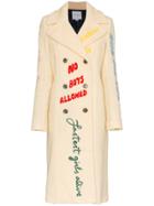 Mira Mikati Embroidered Double Breasted Faux Fur Coat - White