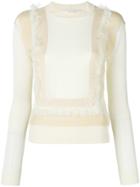 Carven Fringed Jacquard Insert Sweater - Nude & Neutrals