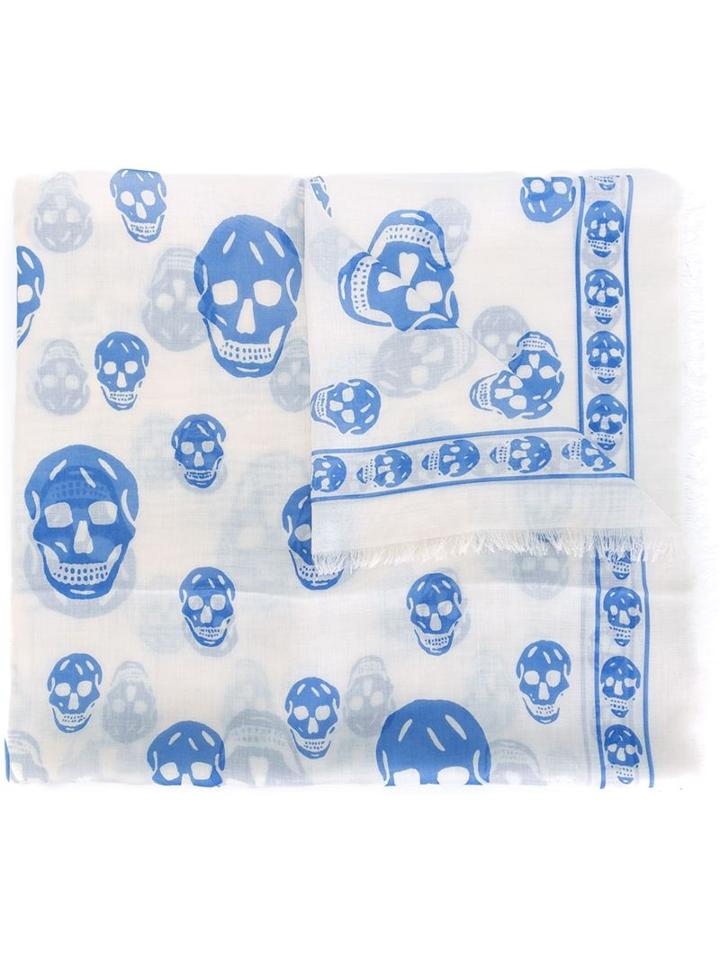 Alexander Mcqueen 'skull' Scarf, Women's, White, Silk/modal