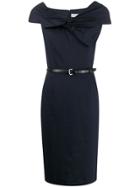 Christian Dior Pre-owned 2000s Draped Bow Fitted Dress - Blue