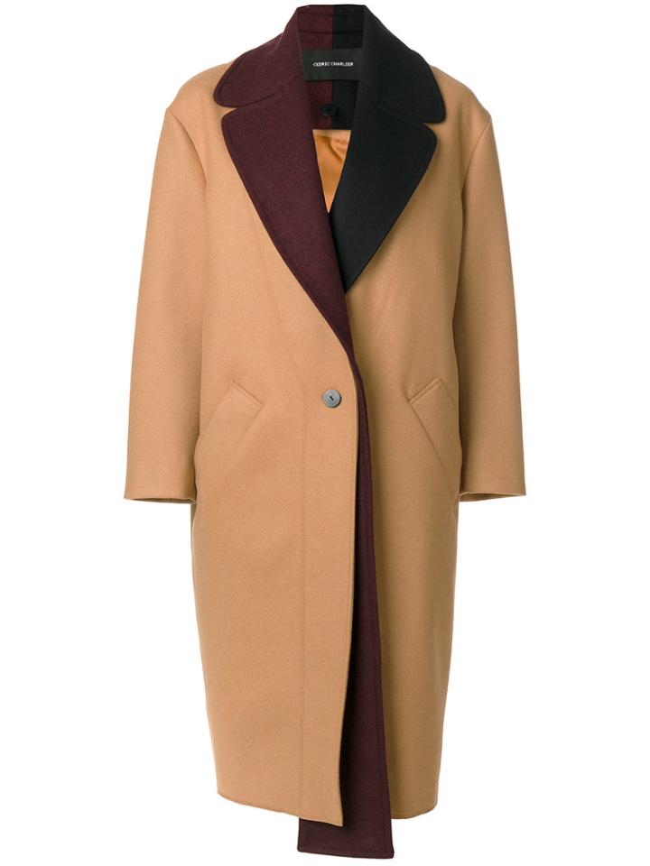 Cédric Charlier Contrast Collar Coat - Nude & Neutrals