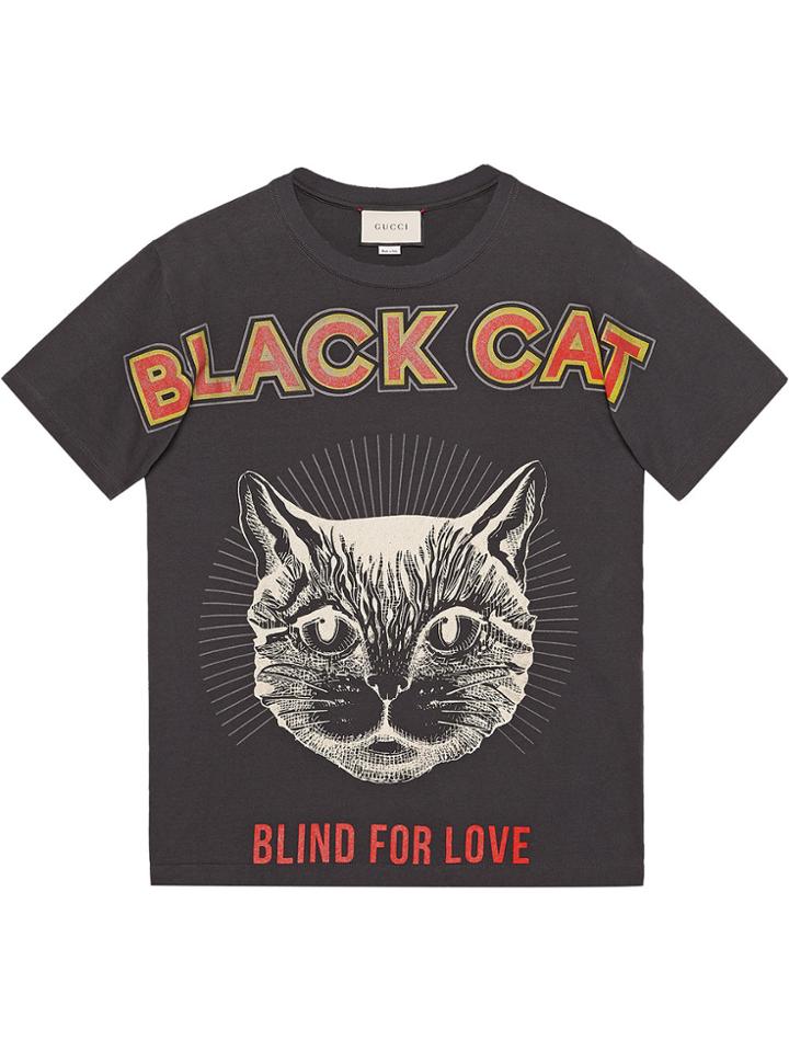 Gucci Black Cat Print T-shirt