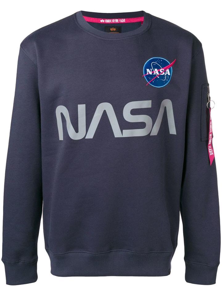 Alpha Industries Nasa Print Sweatshirt - Blue