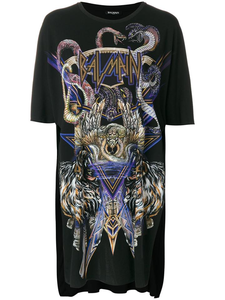 Balmain Branded Snake Graphic T-shirt - Black